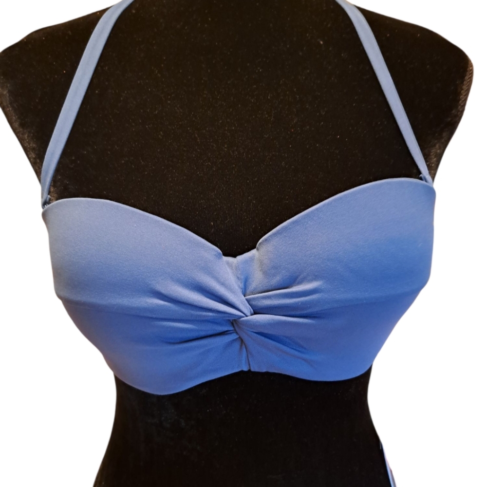 SOLD Seafolly Twist Front Bustier Bandeau Swim Top - Peacock Blue - Size US 8 - Picture 2 of 8